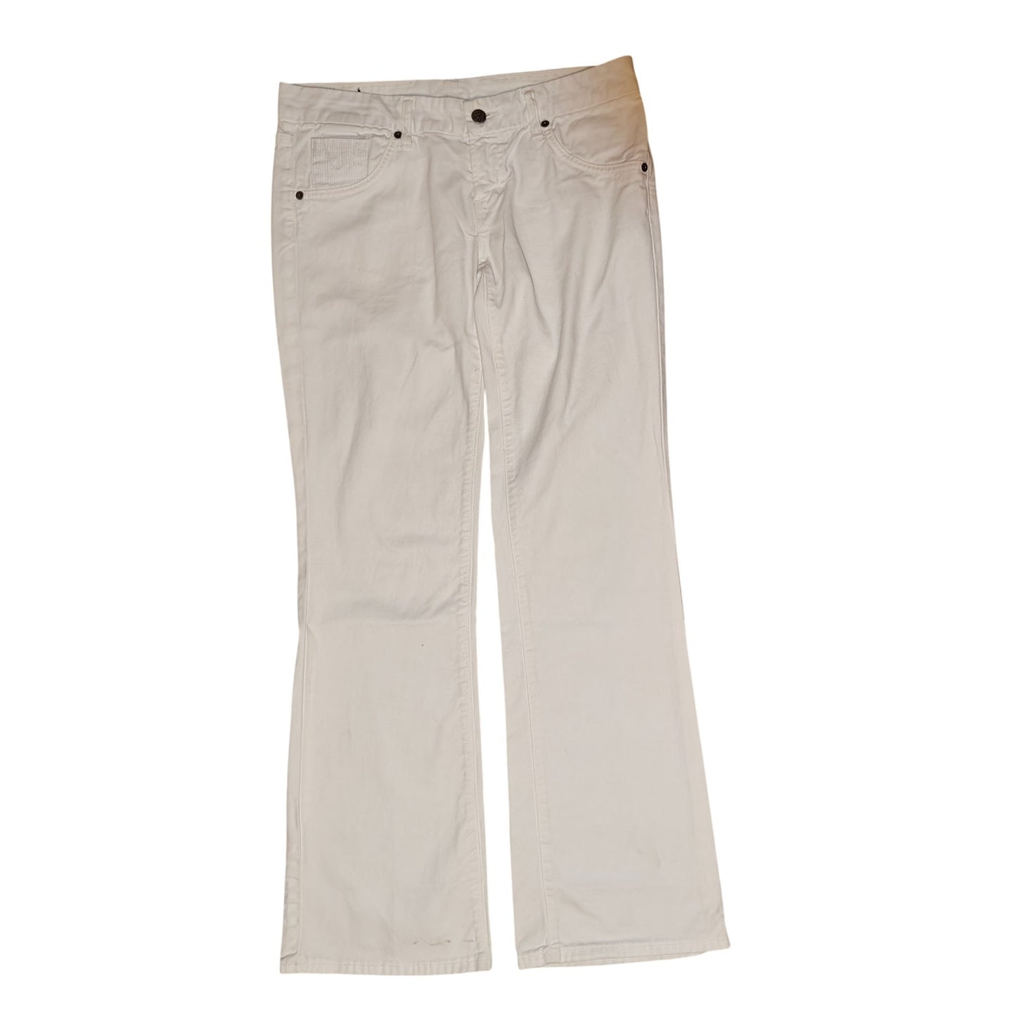 White Straight Leg High Rise Jeans