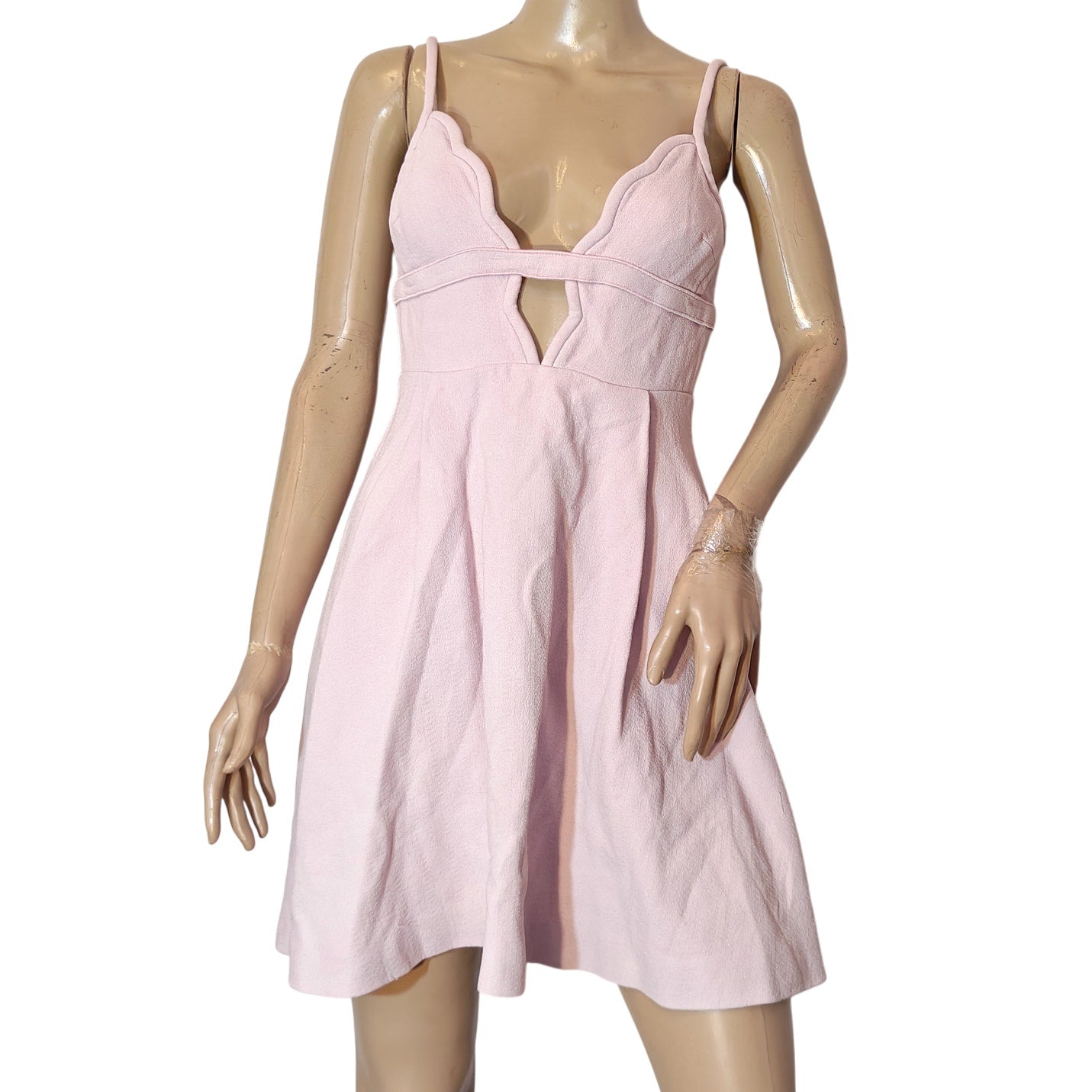Pink Scalloped Fit & Flare Dress