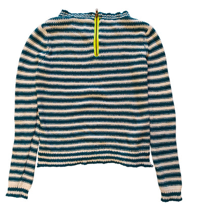 Striped Crop Teal & White Sweater