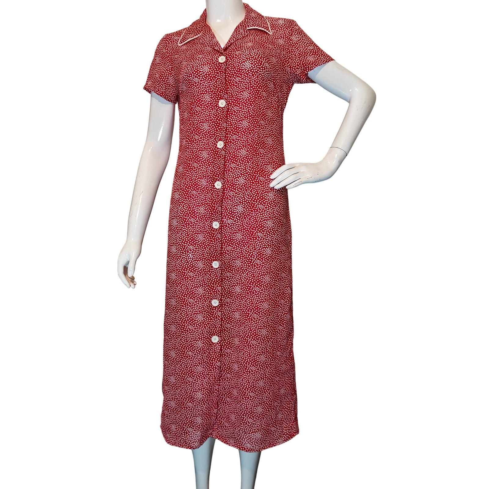 Red and White Polka Dot Midi Dress