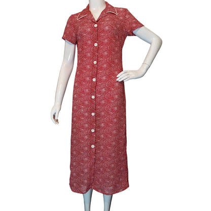 Red and White Polka Dot Midi Dress