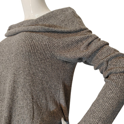 Ribbed Cowl Neck Tunic Sweater
