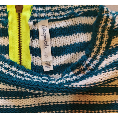 Striped Crop Teal & White Sweater