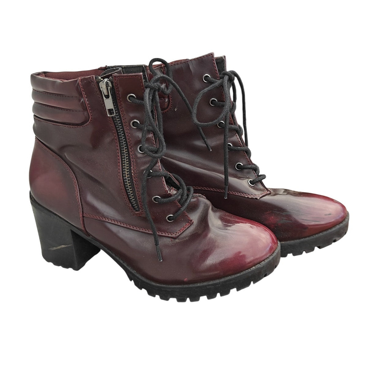 Burgundy Combat Boots