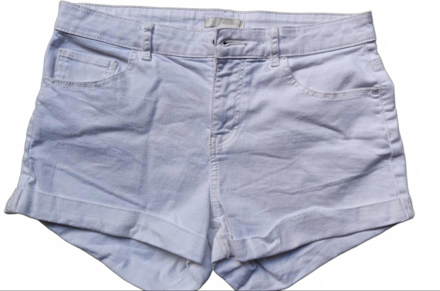 White Denim High Rise Cuffed Shorts