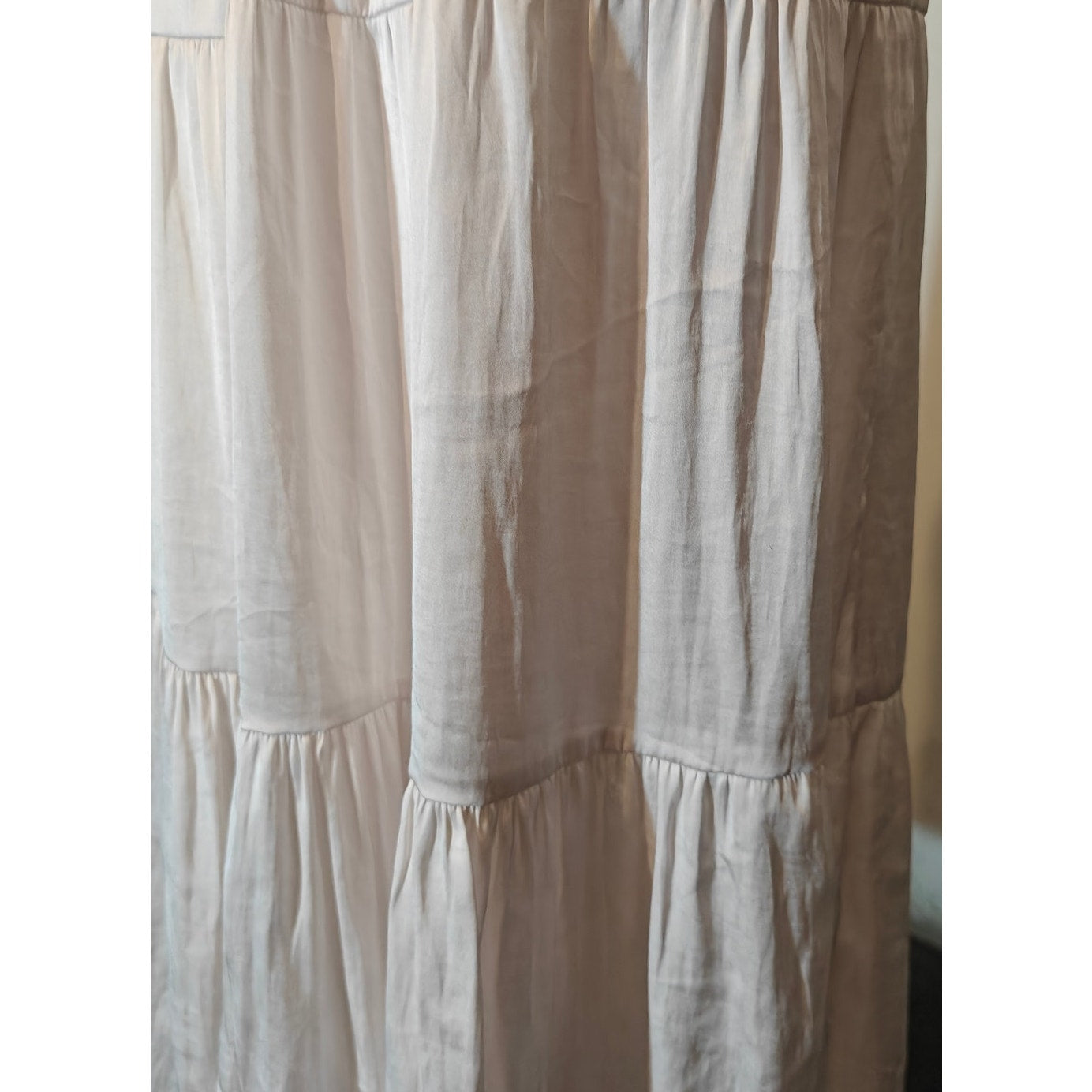 White Tiered Satin Maxi Skirt