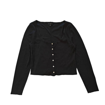 Black Button Front Cardigan Sweater