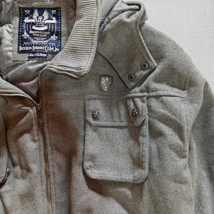Gray Wool Blend Hooded Jacket