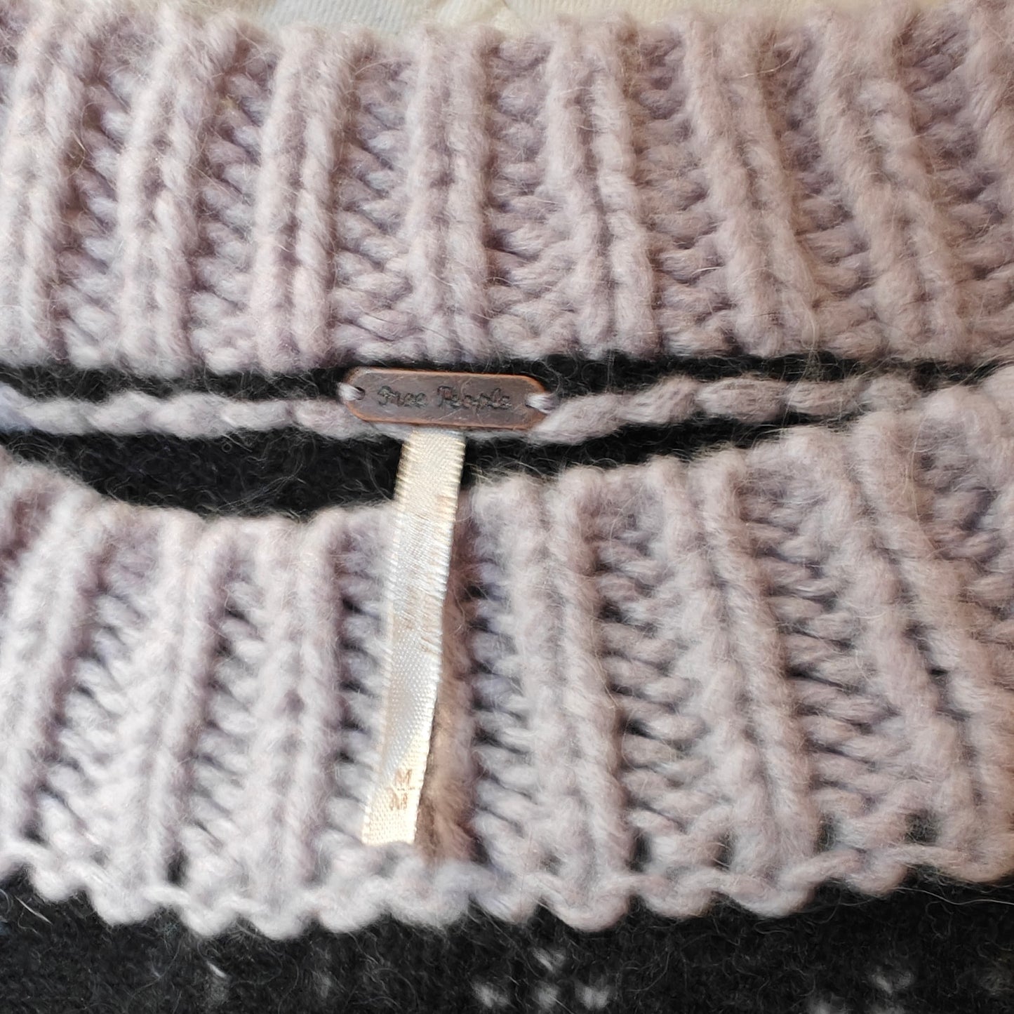 Navy and Lavender Cropped Fair Isle Sweater