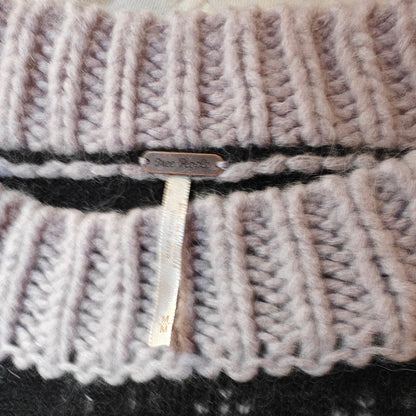 Navy and Lavender Cropped Fair Isle Sweater