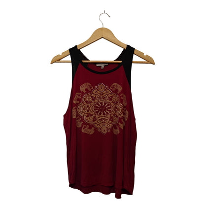 Red Elephant Tank Top With Boho Mandala Graphic