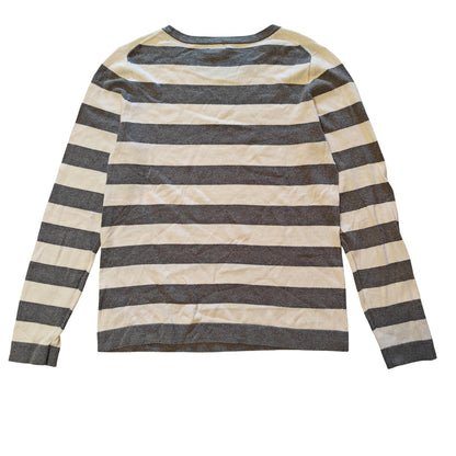 Gray and Ivory Stripe Long-Sleeve Tee