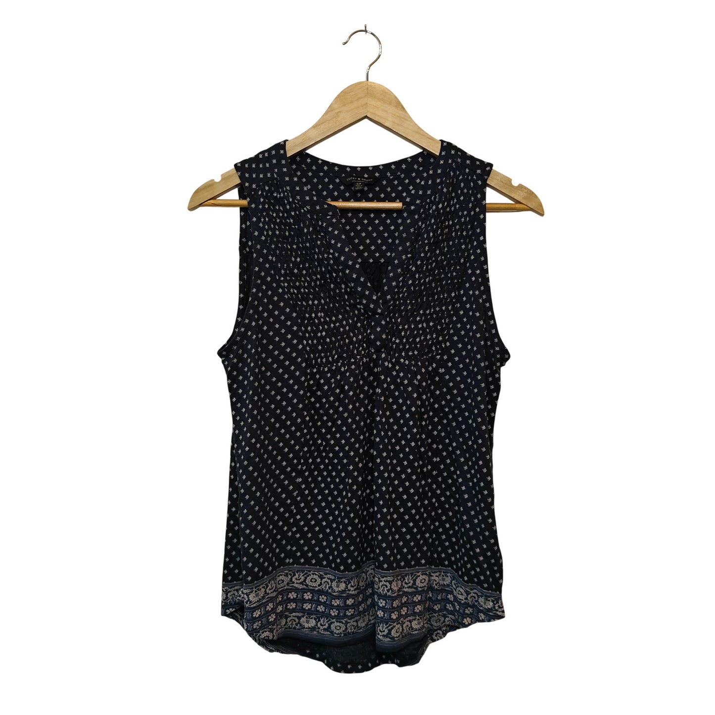 Navy Boho Print Sleeveless Top