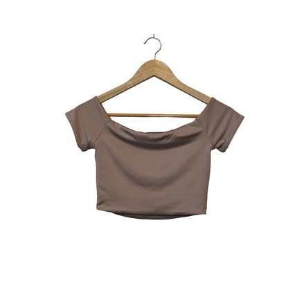 Taupe Off The Shoulder Cropped Top
