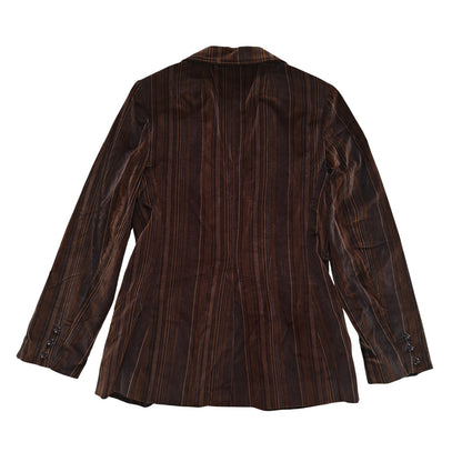 Vintage Brown Striped Velvet Blazer