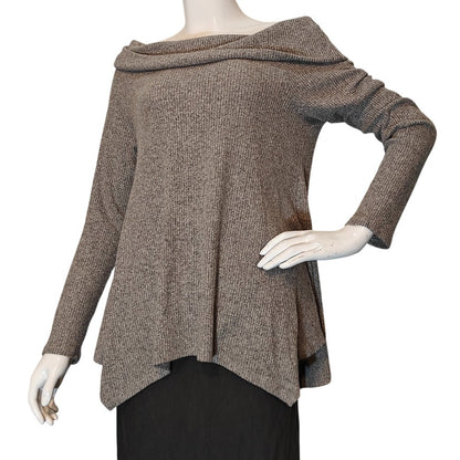Ribbed Cowl Neck Tunic Sweater