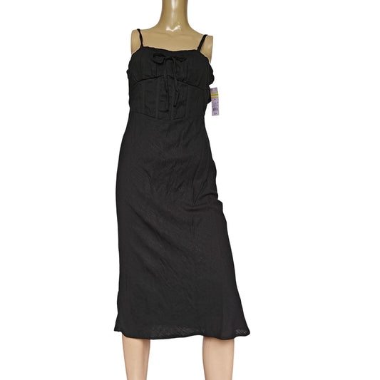Black Cottagecore Midi Dress