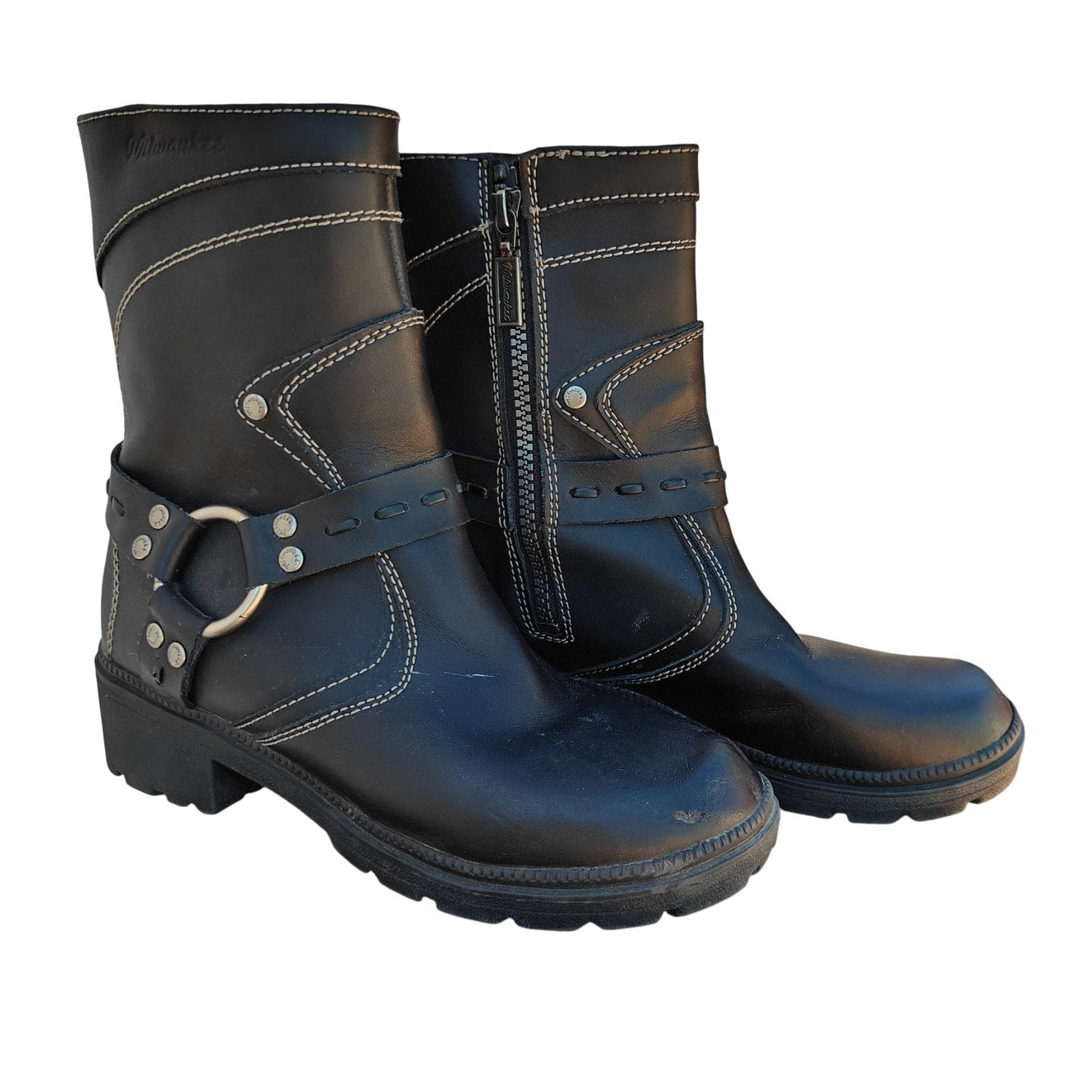 Black Leather Motorcycle Boots