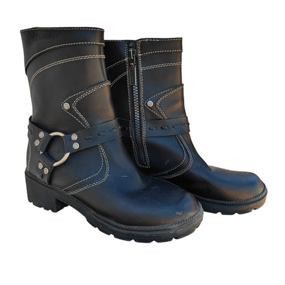 Black Leather Motorcycle Boots