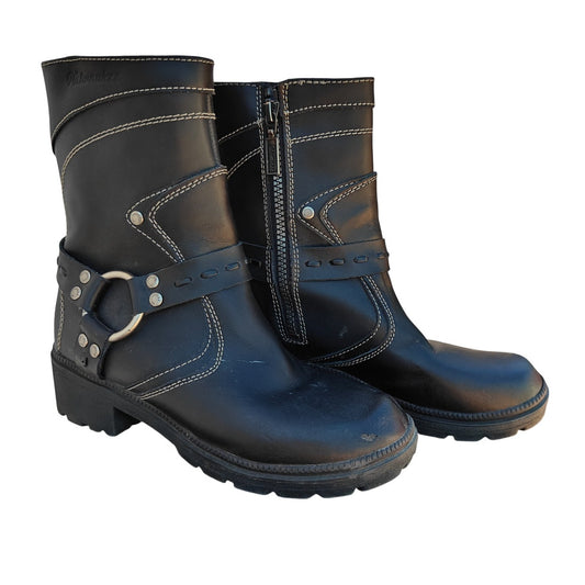 Black Leather Motorcycle Boots