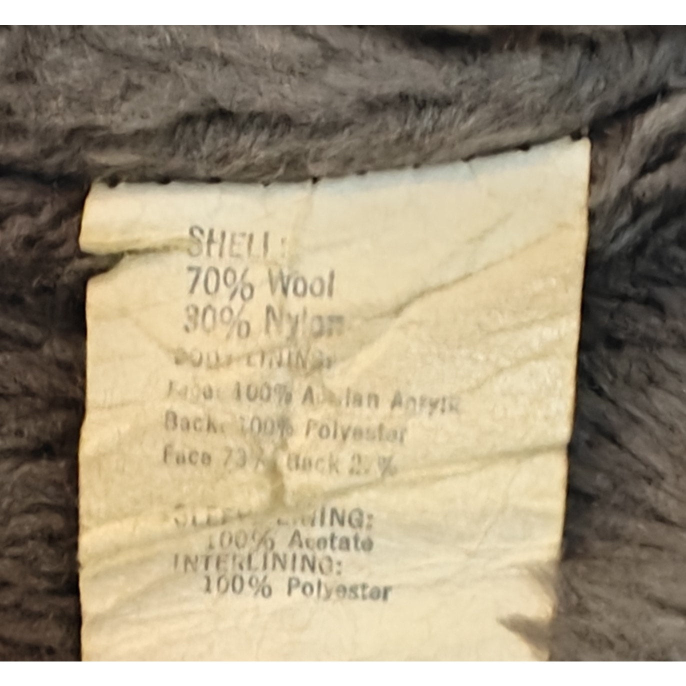Vintage Herringbone Fur-Lined Wool Coat