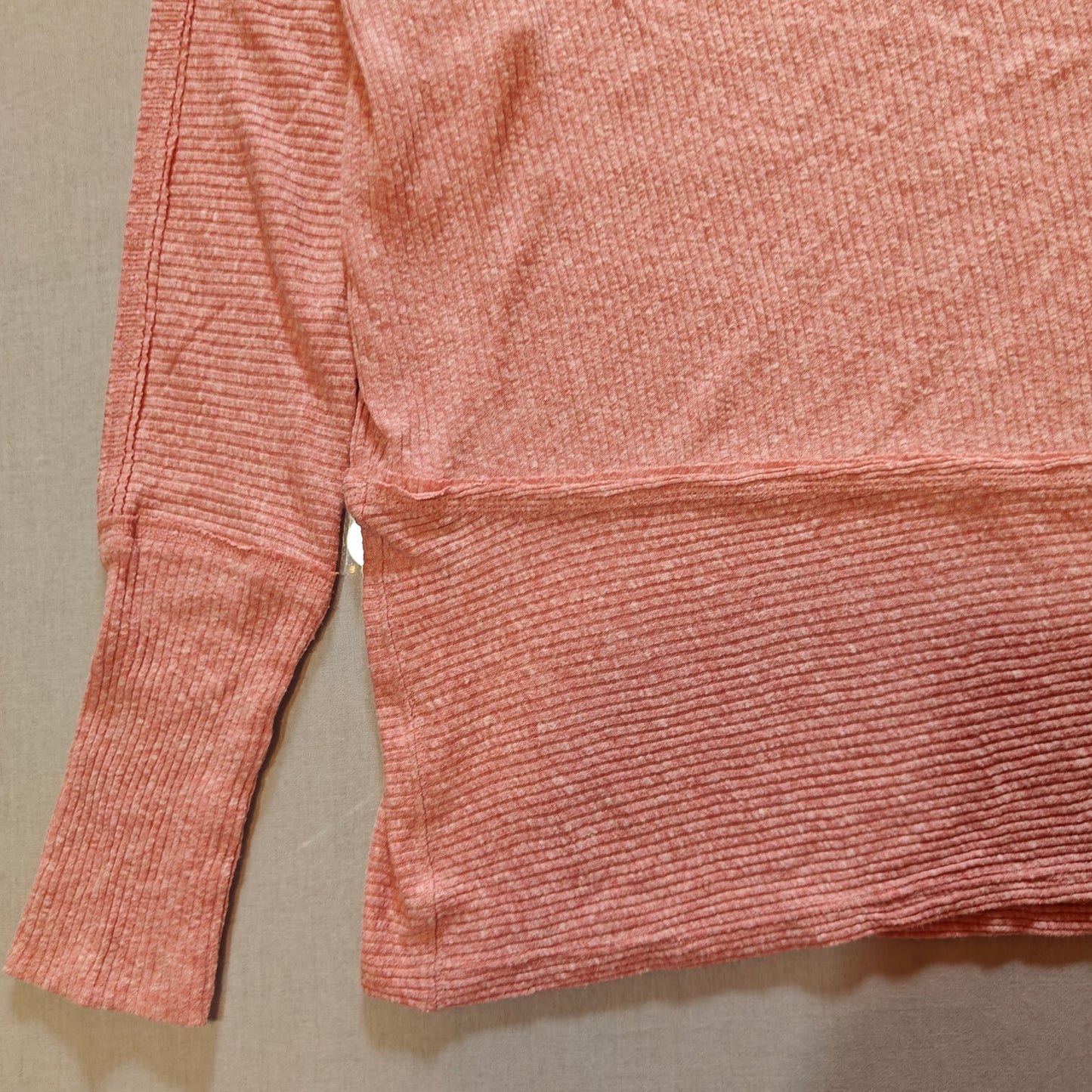 Pink Ribbed Cowl Neck Long-Sleeve Thermal Top