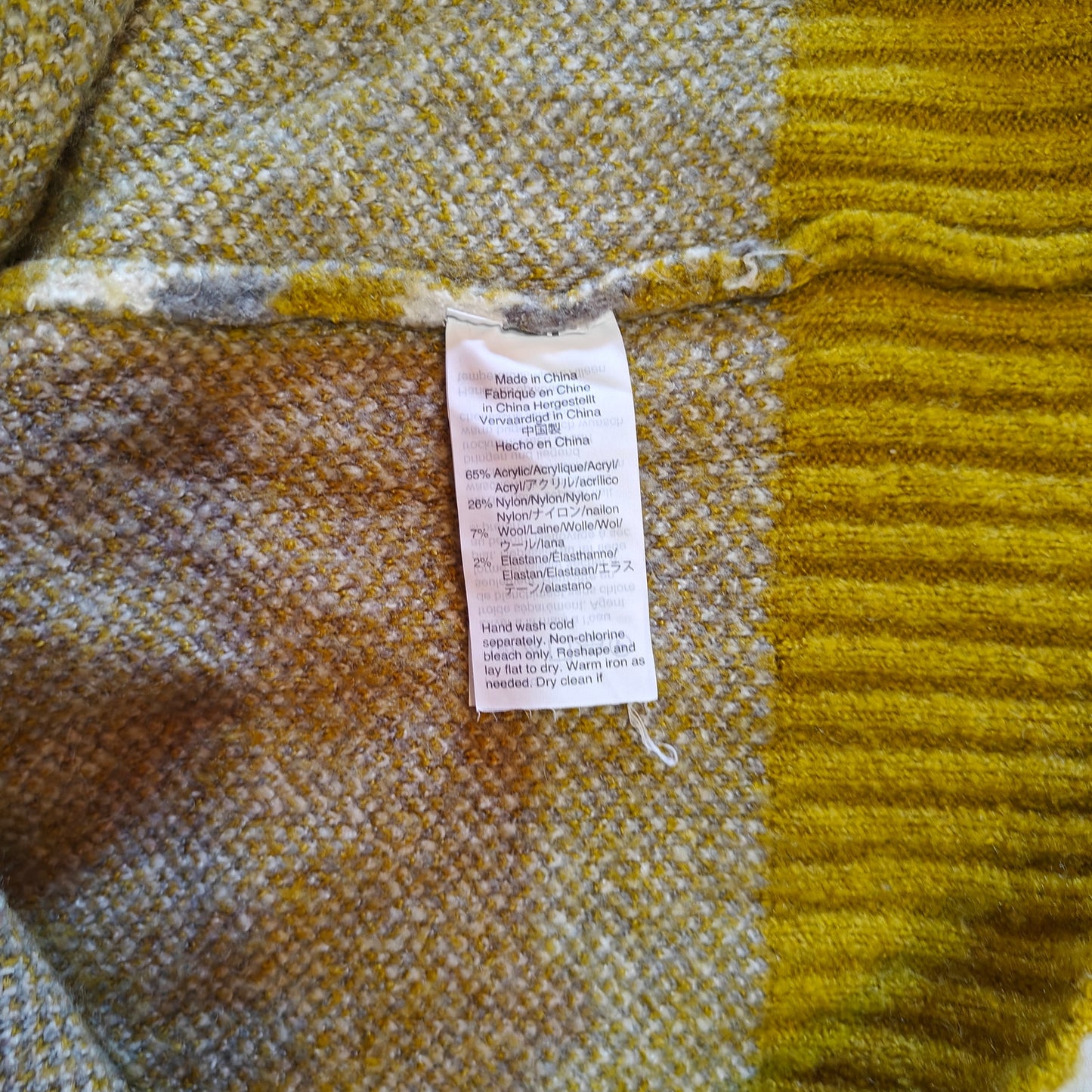 Gray and Yellow Chevron Fair Isle Knit Sweater