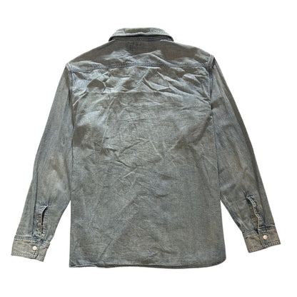 Denim Western Chambray Shirt With Pearl Snaps