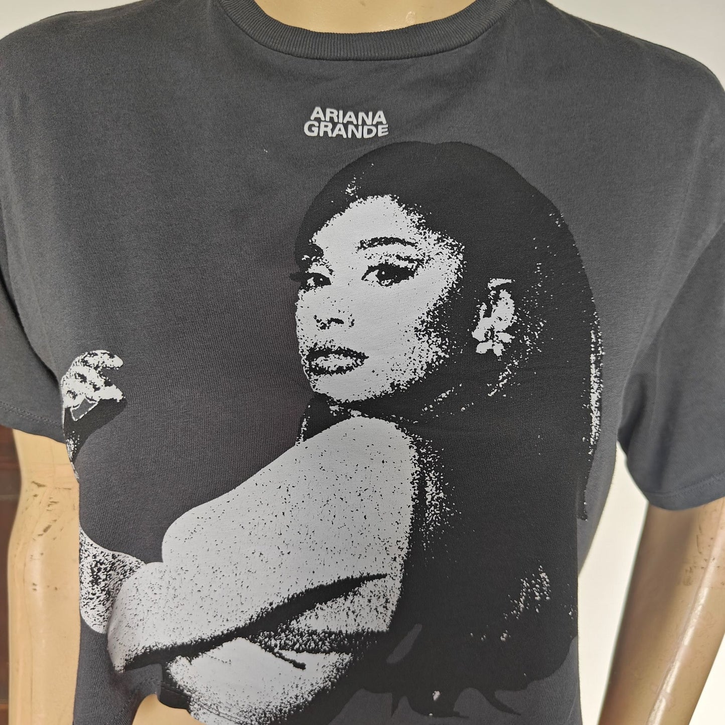 Gray Ariana Grande Graphic Crop Tee