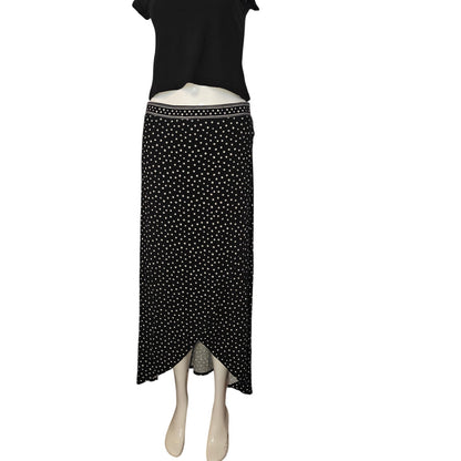 Polka Dot Maxi Skirt with High Low Hem