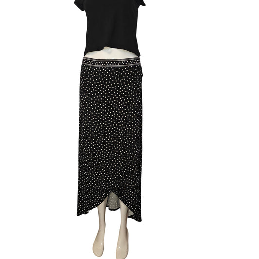 Polka Dot Maxi Skirt with High Low Hem