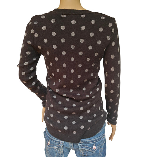 Black With Silver Polka Dot Wool-Blend Sweater