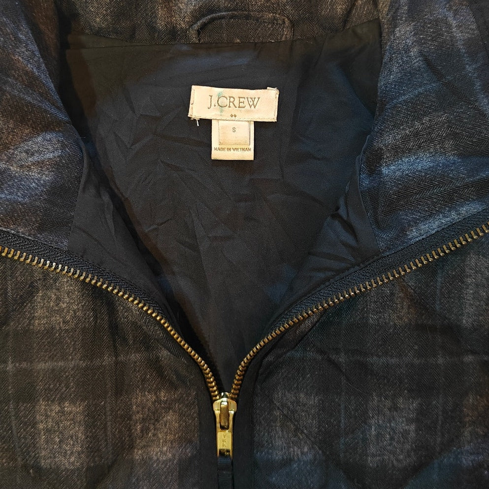 Navy Quilted Plaid Puffer Vest
