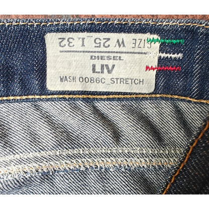 Diesel Liv 008QQ Stretch Slim Straight Jeans W25 L32 Italy Y2K Blue