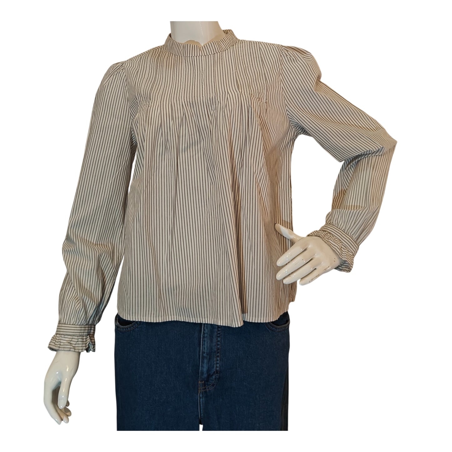 Striped Mock Neck Blouse