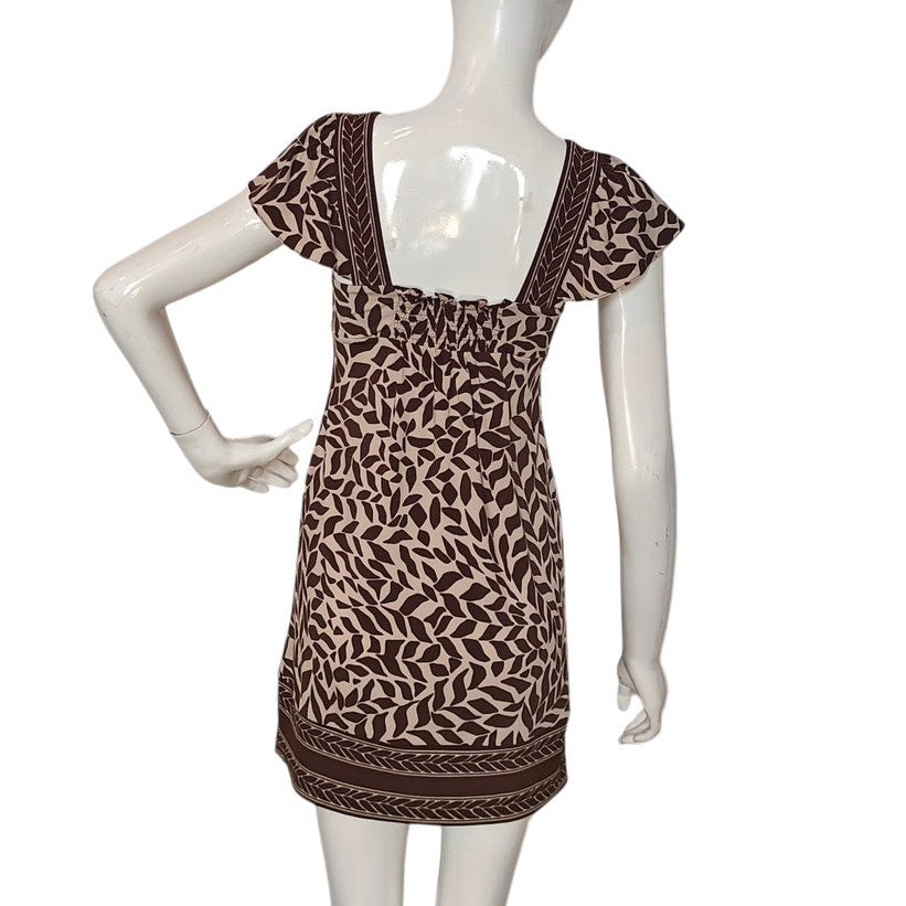 Brown Print Off the Shoulder Mini Dress