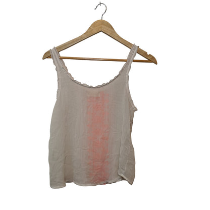 Sheer Tank Top With Neon Floral Embroidery