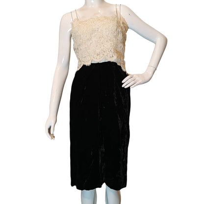 Vintage Black Velvet and Lace Dress with Bolero Jacket