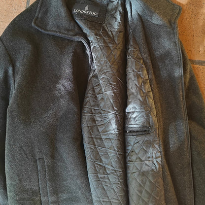 Charcoal Wool-Blend Quilted Jacket