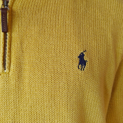 Yellow Quarter Zip Cotton Sweater