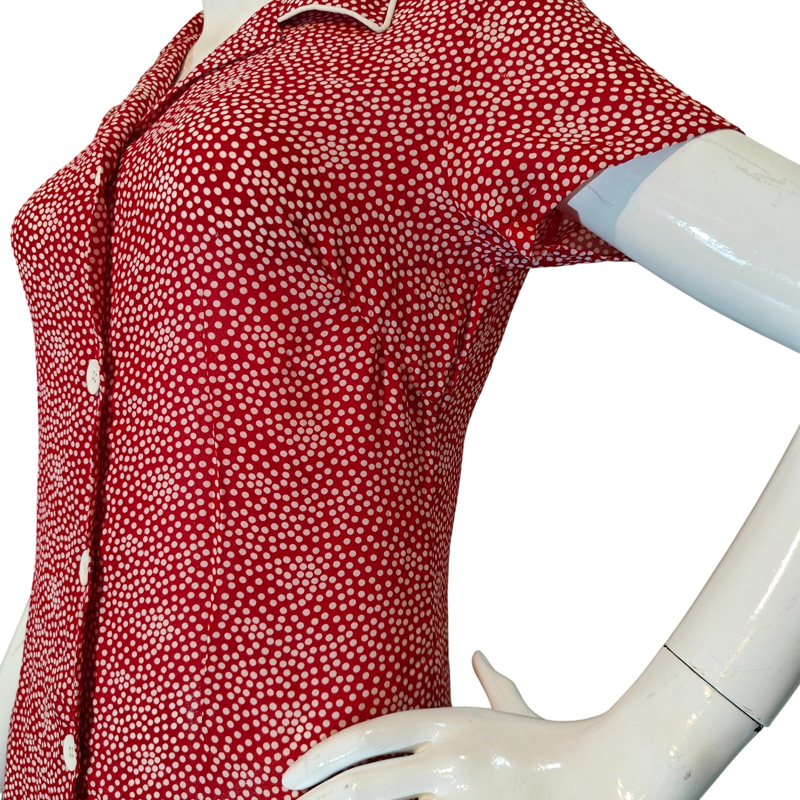 Red and White Polka Dot Midi Dress