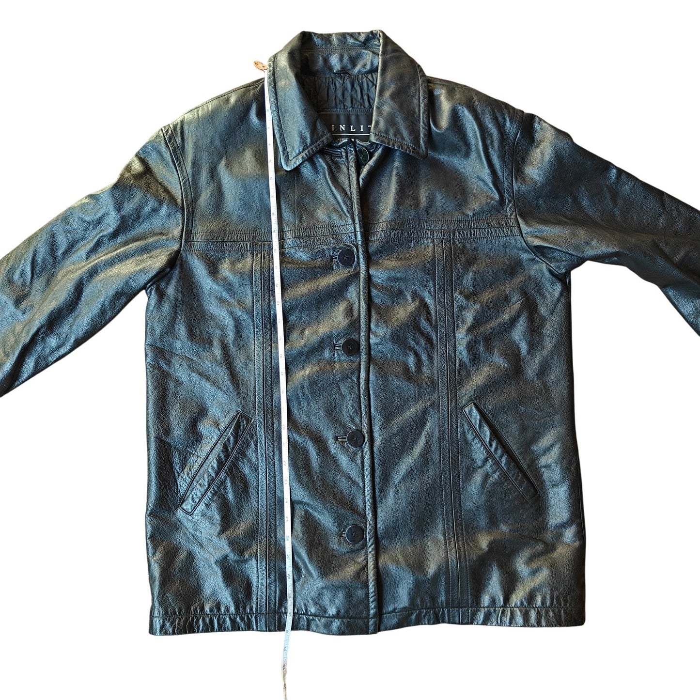 Vintage Black Leather Car Coat Black