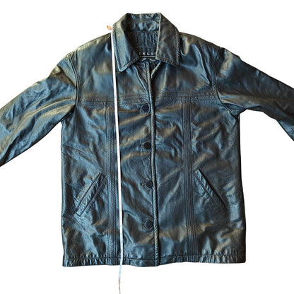Vintage Black Leather Car Coat Black