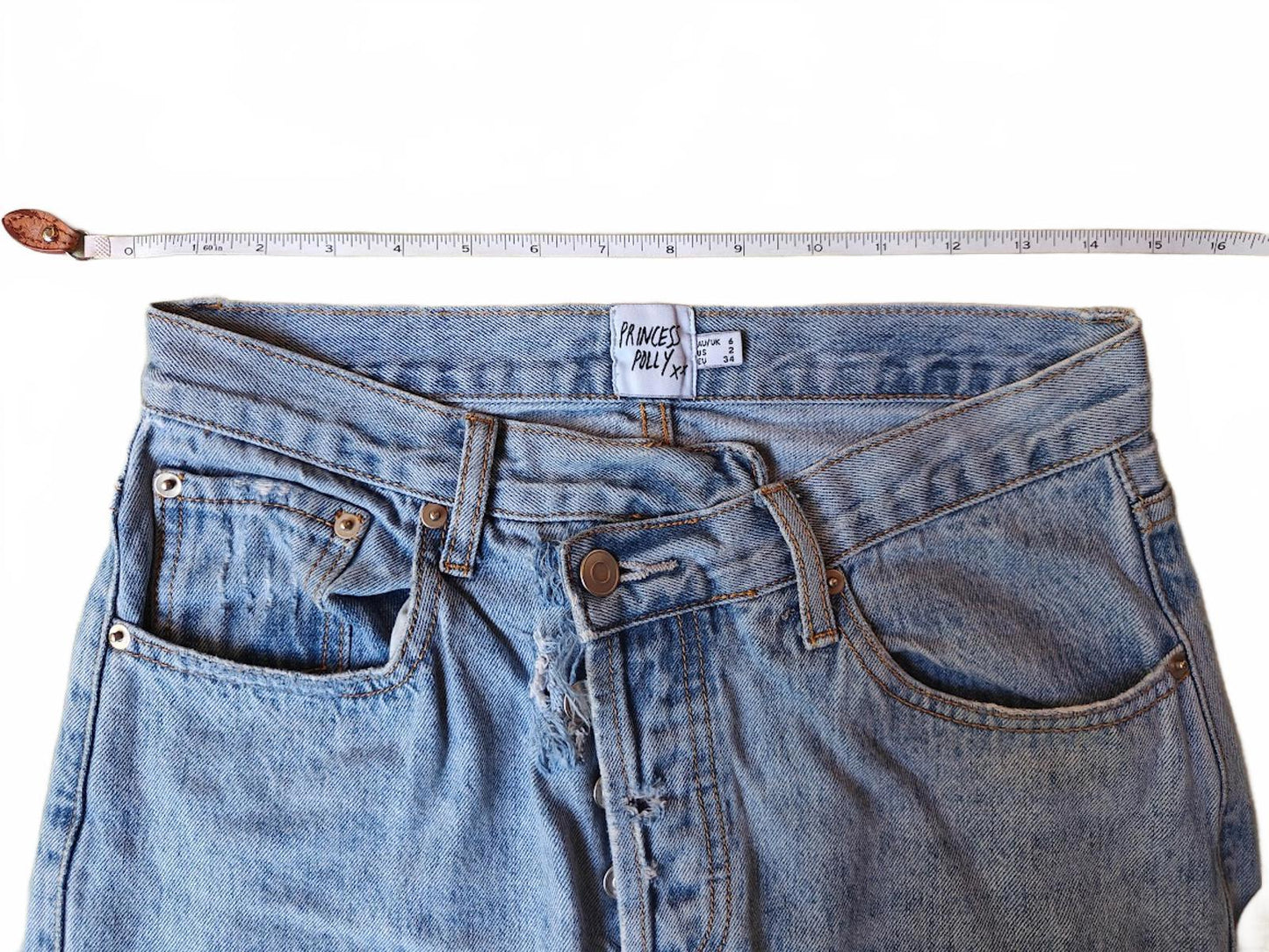 Straight Leg Light Wash Crossover Jeans Size 6