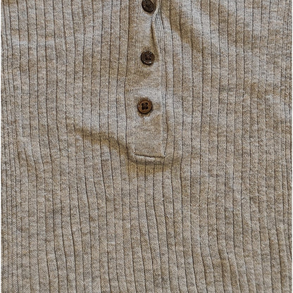Ribbed Knit Long-Sleeve Henley