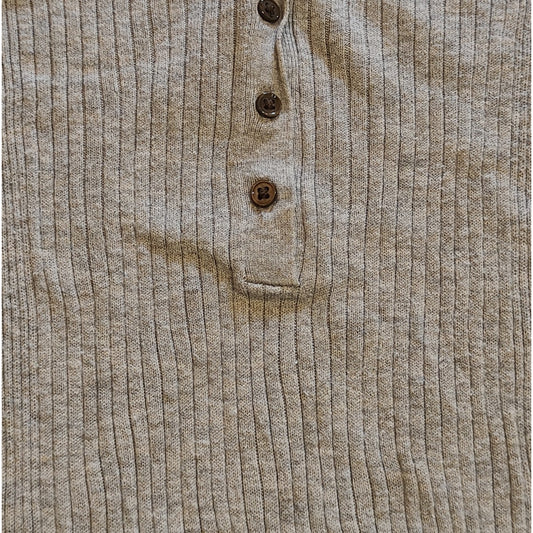 Ribbed Knit Long-Sleeve Henley