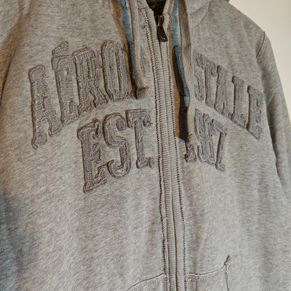 Gray Sherpa Lined Zip-Up Logo Hoodie