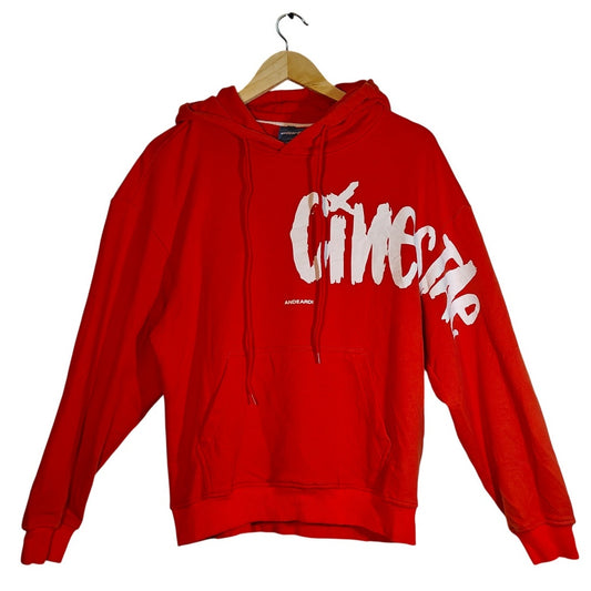 Orange Graphic Oversized Hoodie