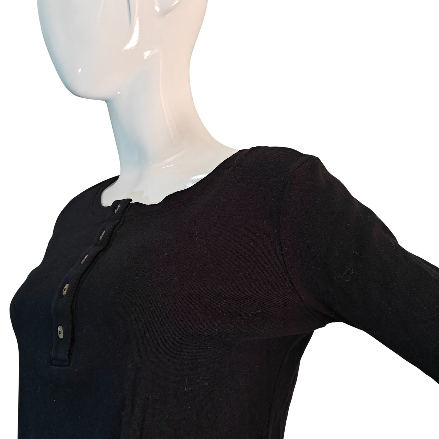 Black Henley Long Sleeve Top