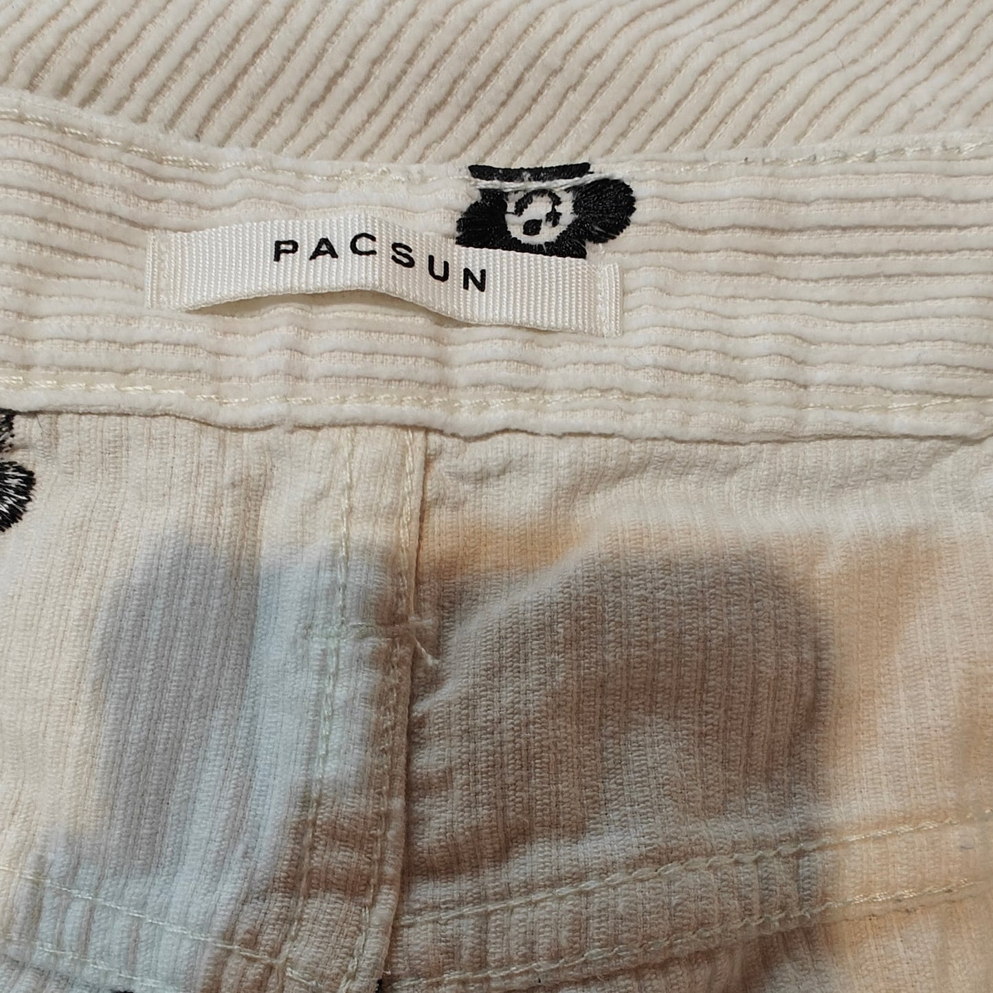 Ivory Floral Embroidered Boyfriend Fit Corduroys